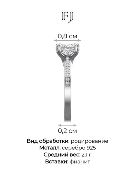Кольцо серебро 925