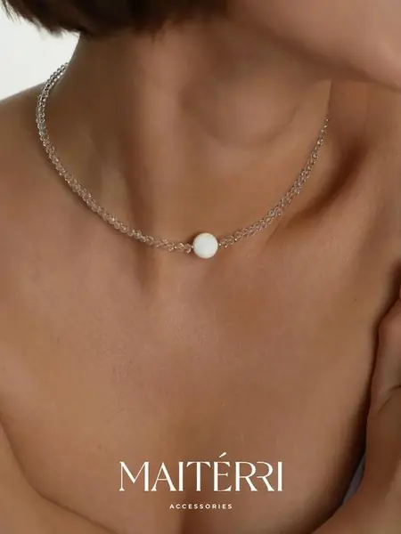 Чокер на шею из хрусталя с перламутром