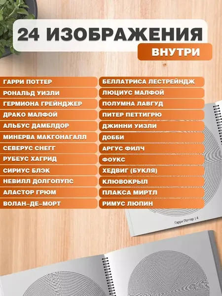 Гарри Поттер спиральная раскраска
