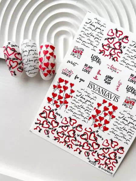 Наклейки для ногтей сердечки