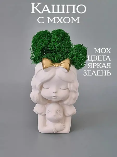 Кашпо гипсовый с мхом