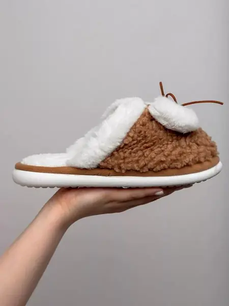 Тапочки домашние меховые с бантиком