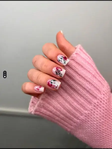 Слайдер для ногтей «Мем котики сердечки мишки»