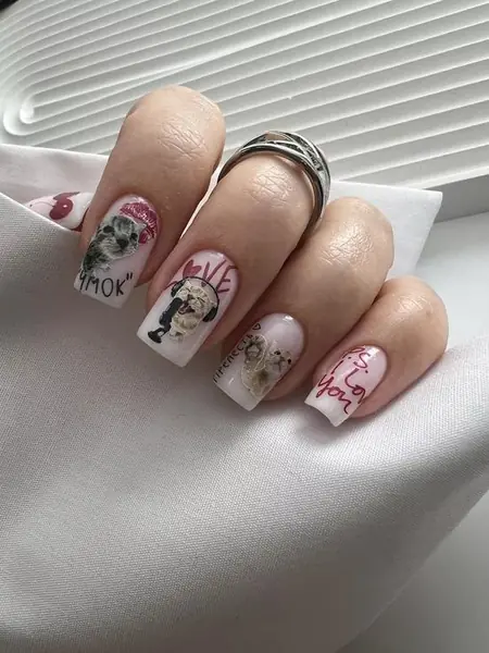 Слайдер для ногтей «Мем котики сердечки мишки»