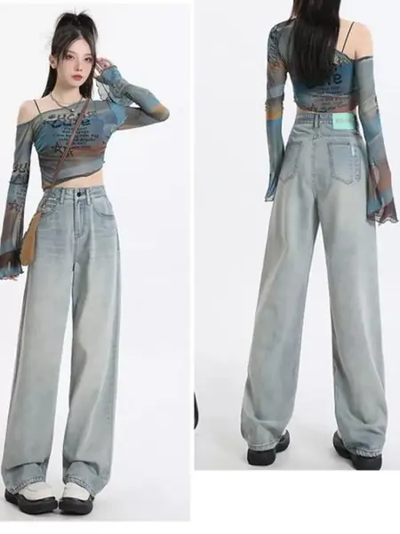 Джинсы Y2K с потёртостями