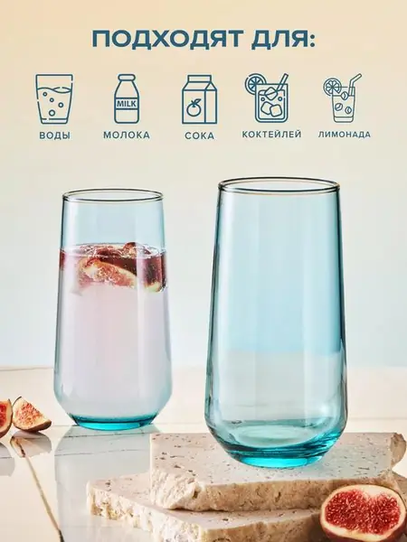 Стаканы стеклянные, набор 2 шт.