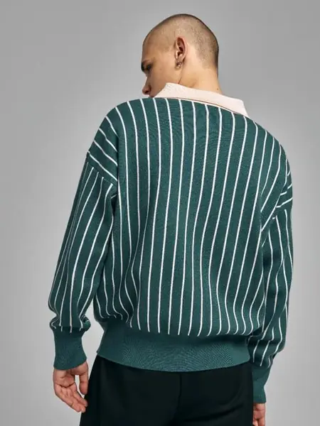 Джемпер поло вязаный с воротником на пуговицах