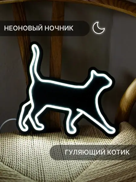 Неоновый светильник Гуляющий котик