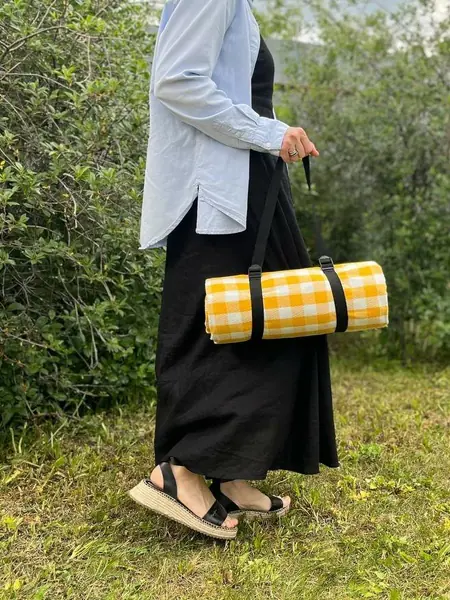 Плед для пикника Желтая Клетка