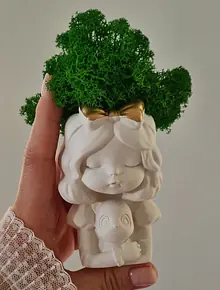 Кашпо гипсовый с мхом