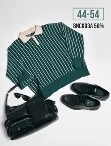 Джемпер поло вязаный с воротником на пуговицах