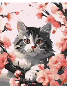 Картина Кот и сакура